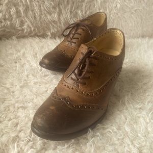 Frye Women's 10 Brown Heel Lace Oxfords No Laces